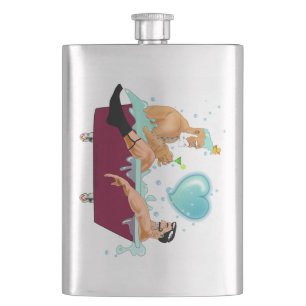 SlipperyJoe's two gay men love cartoon bathtub soa Hip Flask