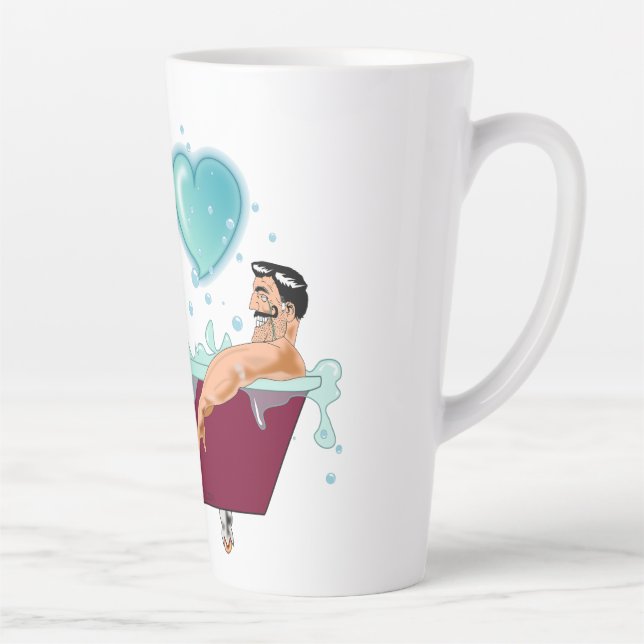 SlipperyJoe's two gay men love cartoon bathtub soa Latte Mug (Right)