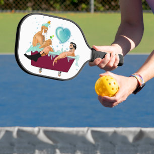 SlipperyJoe's two gay men love cartoon bathtub soa Pickleball Paddle