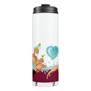 SlipperyJoe's two gay men love cartoon bathtub soa Thermal Tumbler