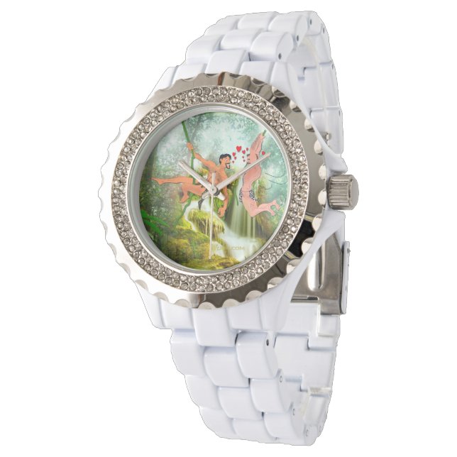 SlipperyJoe's two hairy men kissing hearts cartoon Watch (Angled)