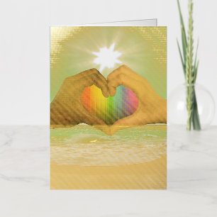 SlipperyJoe's two Hearted hands interracial male h Foil Greeting Card
