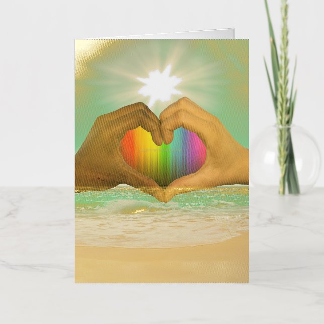 SlipperyJoe's two Hearted hands interracial male h Foil Greeting Card (Front)
