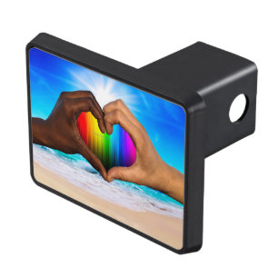 SlipperyJoe's two Hearted hands interracial male h Trailer Hitch Cover