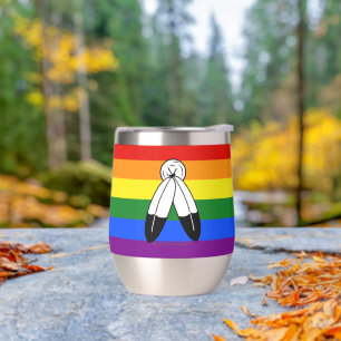 SlipperyJoe's two-spirit pride flag Indigenous sym