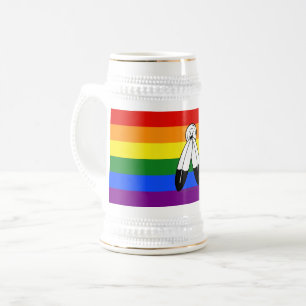 SlipperyJoe's two-spirit pride flag Indigenous sym Beer Stein
