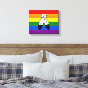 SlipperyJoe's two-spirit pride flag Indigenous sym Canvas Print
