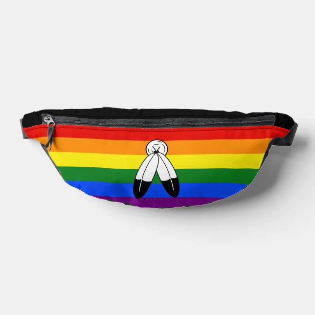 SlipperyJoe's two-spirit pride flag Indigenous sym Fanny Pack (Lay Down)