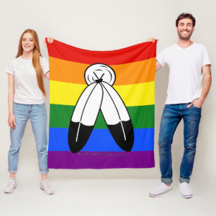 SlipperyJoe's two-spirit pride flag Indigenous sym Fleece Blanket