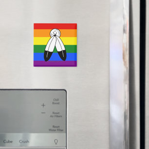 SlipperyJoe's two-spirit pride flag Indigenous sym Magnet