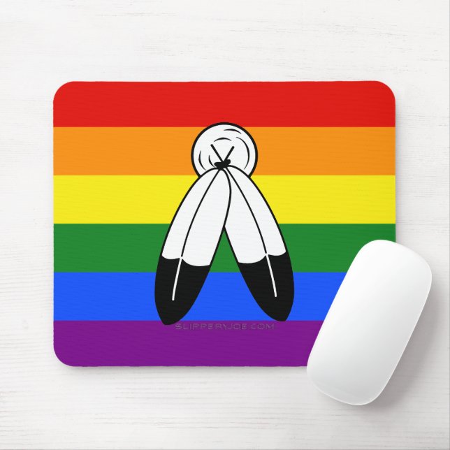 SlipperyJoe's two-spirit pride flag Indigenous sym Mouse Pad (With Mouse)