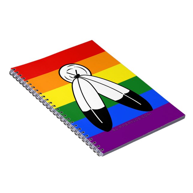 SlipperyJoe's two-spirit pride flag Indigenous sym Notebook (Right Side)