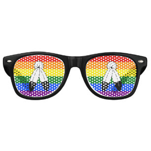 SlipperyJoe's two-spirit pride flag Indigenous sym Retro Sunglasses