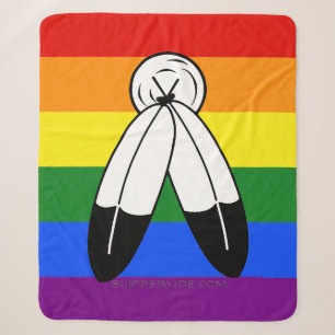 SlipperyJoe's two-spirit pride flag Indigenous sym Sherpa Blanket