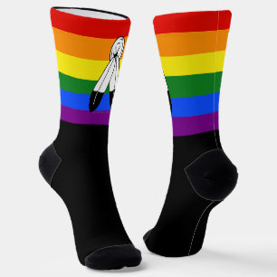 SlipperyJoe's two-spirit pride flag Indigenous sym Socks
