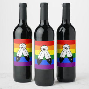 SlipperyJoe's two-spirit pride flag Indigenous sym Wine Label
