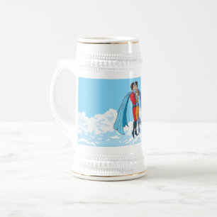 Slipperyjoe's two superheroes kissing characters f beer stein