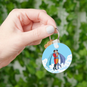 Slipperyjoe's two superheroes kissing characters f keychain