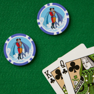 Slipperyjoe's two superheroes kissing characters f poker chips