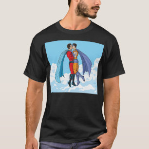 Slipperyjoe's two superheroes kissing characters f T-Shirt