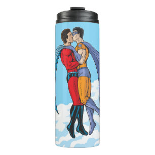 Slipperyjoe's two superheroes kissing characters f thermal tumbler