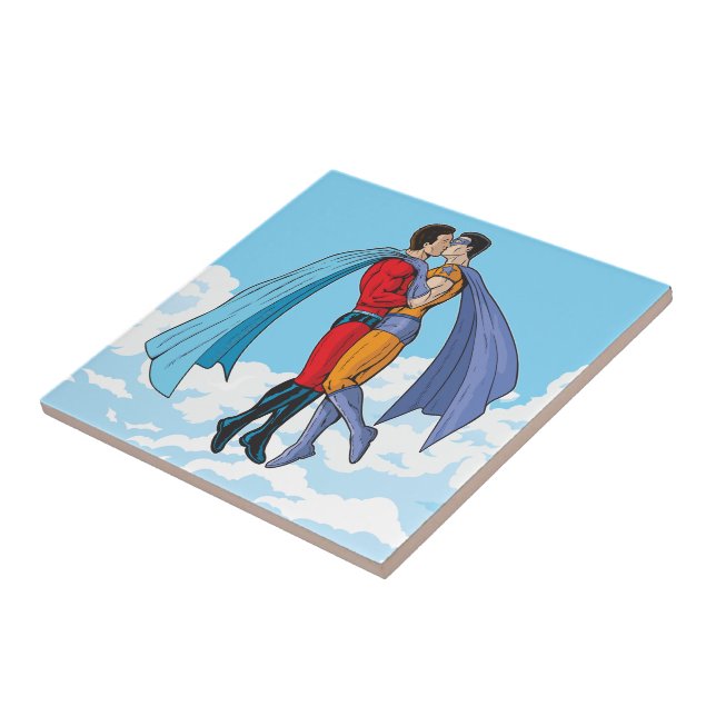 Slipperyjoe's two superheroes kissing characters f tile (Side)