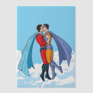 Slipperyjoe's two superheroes kissing characters f vellum invitations