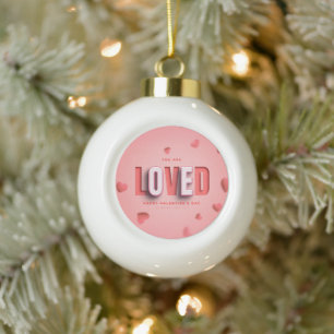 SlipperyJoe's Valentine's Day gifts romantic tone Ceramic Ball Christmas Ornament