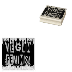 SlipperyJoe's vegan feminist attention-grabbing br Rubber Stamp