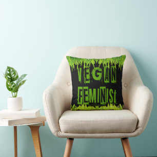 SlipperyJoe's vegan feminist attention-grabbing br Throw Pillow
