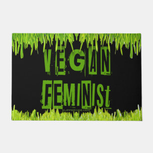 SlipperyJoe's Vegan feminist grass word block lett Doormat