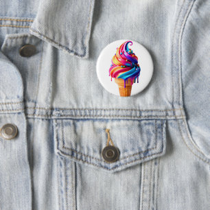 SlipperyJoe's vibrant ice cream cone food classic 2 Inch Round Button
