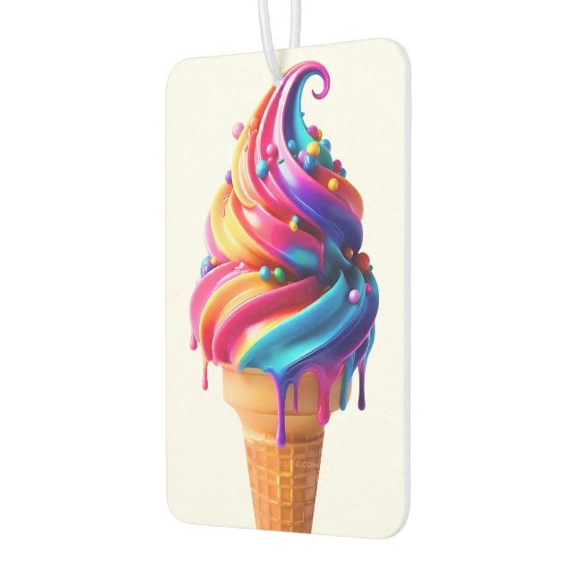 SlipperyJoe's vibrant ice cream cone food classic  Air Freshener (Left)