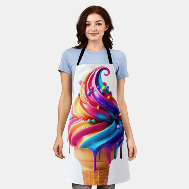SlipperyJoe's vibrant ice cream cone food classic  Apron (Worn)