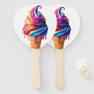 SlipperyJoe's vibrant ice cream cone food classic Hand Fan