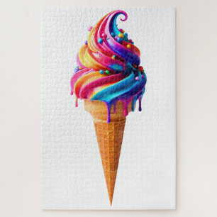 SlipperyJoe's vibrant ice cream cone food classic Jigsaw Puzzle