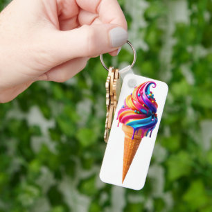 SlipperyJoe's vibrant ice cream cone food classic  Keychain