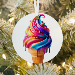 SlipperyJoe's vibrant ice cream cone food classic Metal Ornament