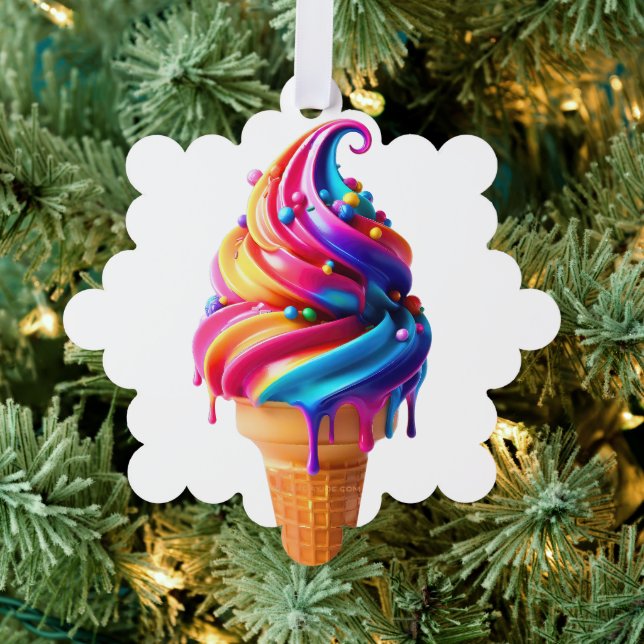 SlipperyJoe's vibrant ice cream cone food classic  Ornament Card (Insitu (Tree))