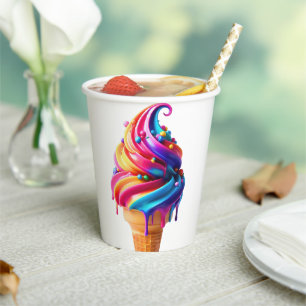 SlipperyJoe's vibrant ice cream cone food classic Paper Cups