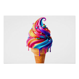SlipperyJoe's vibrant ice cream cone food classic  Poster