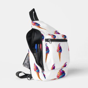 SlipperyJoe's vibrant ice cream cone food classic  Sling Bag