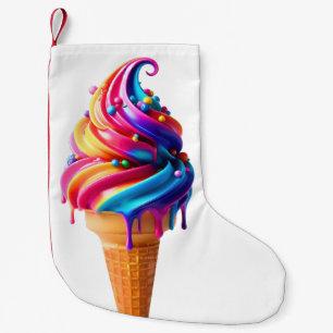SlipperyJoe's vibrant ice cream cone food classic Small Christmas Stocking