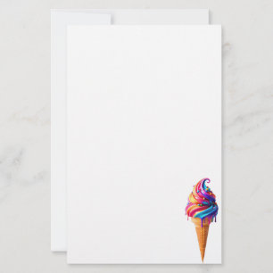 SlipperyJoe's vibrant ice cream cone food classic  Stationery