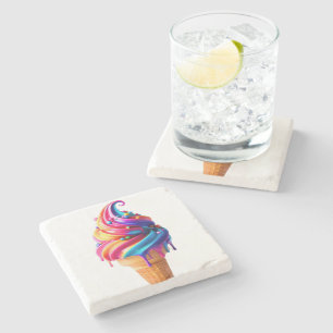 SlipperyJoe's vibrant ice cream cone food classic Stone Coaster