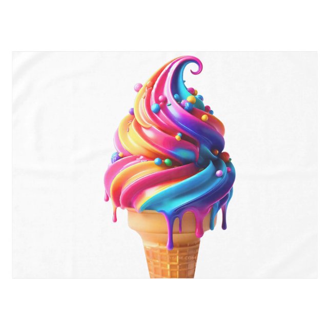 SlipperyJoe's vibrant ice cream cone food classic  Tablecloth (Front (Horizontal))