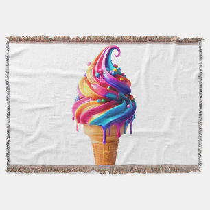 SlipperyJoe's vibrant ice cream cone food classic  Throw Blanket