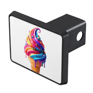 SlipperyJoe's vibrant ice cream cone food classic  Trailer Hitch Cover