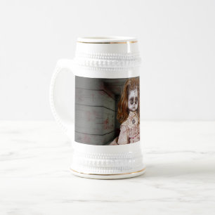SlipperyJoe's vintage haunted porcelain doll creep Beer Stein