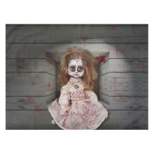 SlipperyJoe's vintage haunted porcelain doll creep Tablecloth